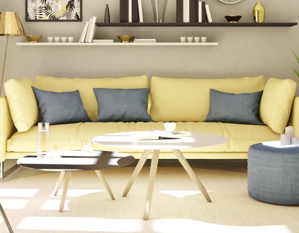 living-room-yellow-bench-white-saloon-table